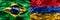 Brazil vs Armenia smoke flags placed side by side