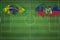 Brazil vs Haiti Soccer Match, national colors, national flags, soccer field, football game, Copy space
