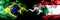 Brazil vs Lebanon, Lebanese smoke flags placed side by side. Thick colored silky smoke flags of Brazilian and Lebanon, Lebanese