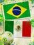 Brazil vs Mexico soccer ball concept