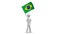 Brazil waving flag. 3d Man holding and waving Brazilian flag on transparent background. Loop. Alpha channel.