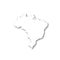 Brazil - white 3D silhouette map of country area with dropped shadow on white background. Simple flat vector