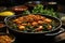 Brazilian Banquet: Feijoada, Acarajés, Bobó and Cocada on a rustic table, surrounded by foliage., generative IA