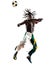 Brazilian black man soccer player heading football silhouette