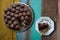 Brazilian Brigadier cake with cut piece on the plate