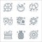 brazilian carnival line icons. linear set. quality vector line set such as sunflower, pineapple, drum, tambourine, beach, mask,