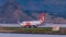 Brazilian commercial plane taking off from the runway at Santos Dumont National Airport