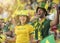 Brazilian couple Celebrating on a stadium