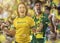 Brazilian couple Celebrating on a stadium