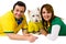 Brazilian couple and pet supporters