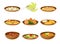 Brazilian Cuisine Dishes with Stewed Beans and Fruit Salad Vector Set