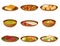 Brazilian Cuisine Dishes with Stewed Beans and Fruit Salad Vector Set