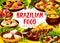 Brazilian cuisine food menu feijoada and churrasco