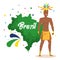 Brazilian dancer with map and set icons