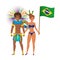 Brazilian dancers couple waving flag character