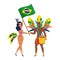 Brazilian dancers couple waving flag character