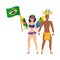 Brazilian dancers couple waving flag character