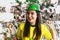 Brazilian fan young woman celebrating Brazil victory . illustration