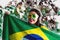 Brazilian fan young woman celebrating Brazil victory . illustration