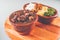 Brazilian feijoada delivery menu with rice farofa pork meat cabbage crackling