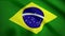 Brazilian flag fabric with waves. Flag of Brazil background