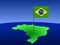 Brazilian flag on map