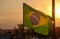 brazilian flag at sunset