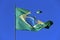 Brazilian flag torn in strong wind