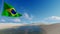 Brazilian flag, waving against unique sand dunes