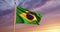 Brazilian Flag Waving On A Flagpole For Brazil National Celebration  - 30fps 4k Slow Motion Video