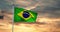 Brazilian Flag Waving On A Flagpole For Brazil National Celebration  - 30fps 4k Video
