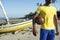 Brazilian Football Player Holding Soccer Ball Nordeste Beach