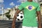 Brazilian Football Player Salvador Elevator with Soccer Ball