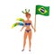 Brazilian garota waving brazil flag