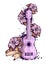 Brazilian guitar, ukulele, tropical flowers.Color sketch drawing, isolated object on a white background