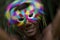Brazilian Man Celebrating Carnival in Colorful Mask