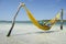 Brazilian Man Relaxing in Beach Hammock with Drinking Coconut