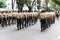 Brazilian military officers are seen parading during the independence commemoration