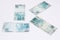 Brazilian money isolated on white background. Bills called Reais Real.