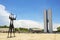 Brazilian National Congress and Dois Candangos Monument, Brasilia, Brazil