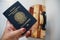 Brazilian passport and suitcase