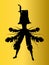 Brazilian Samba Dancer. Black Silhouette Of Girl In Carnival Costume On Golden Background. Beautiful Carnival Woman