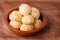 Brazilian snack cheese bread (pao de queijo) in bowl