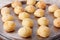 Brazilian snack cheese bread pao de queijo on oven-tray