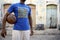 Brazilian Soccer Player with International Football Shirt and Ball