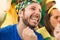 Brazilian supporters at stadium bleachers.