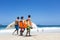 Brazilian Surfers Walking on Ipanema Beach Rio