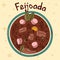 Brazilian traditional food. Feijoada. Vector illustration in hand drawn style