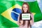 Brazilian Woman Asking Do You Speak Portuguese