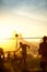 Brazilians Playing Beach Footvolley Rio de Janeiro Brazil Sunset